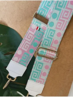 Asa bandolera figuras combinadas verdemar/rosa/beige