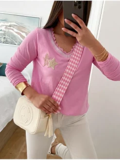 Asa bandolera pata de gallo fucsia/blanca Corina