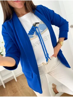 Blazer AZUL KLEIN manga fruncida 88833 Naty (V21)