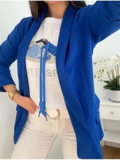 Blazer AZUL KLEIN manga fruncida 88833 Naty (V21)