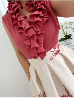 Blusa CORAL volantes escote Clavel (V36)