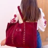 Bolso BURDEOS ante y remaches PERSONALIZADO Brenes