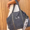 Bolso GRIS ante y remaches PERSONALIZADO Brenes