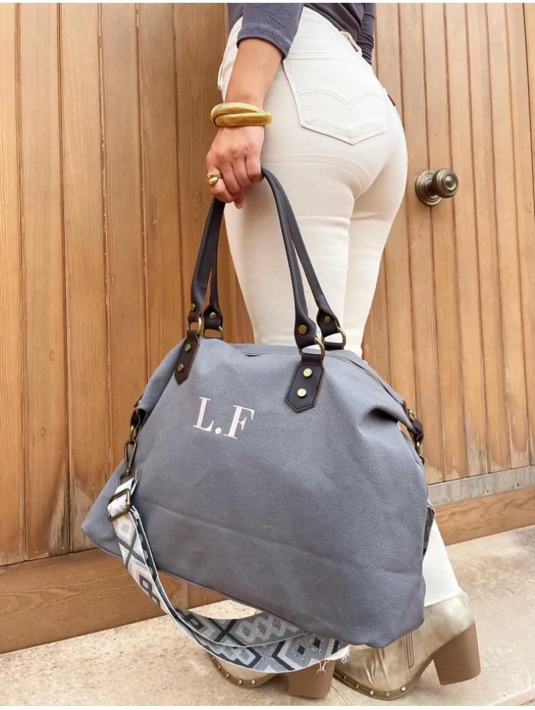 Bolso liso GRIS tejido loneta PERSONALIZADO AMBERES