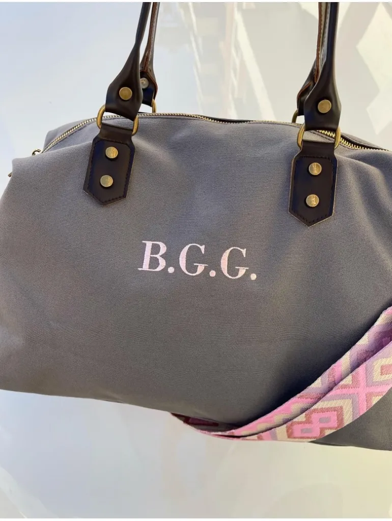 Bolso liso GRIS tejido loneta PERSONALIZADO AMBERES