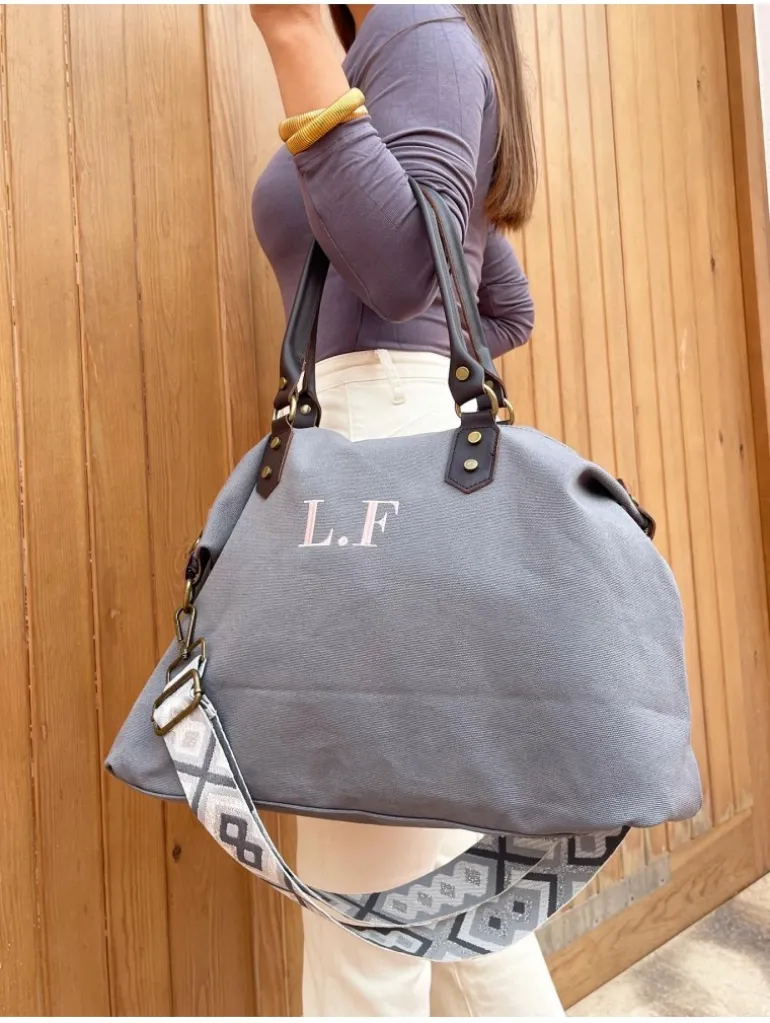 Bolso liso GRIS tejido loneta PERSONALIZADO AMBERES