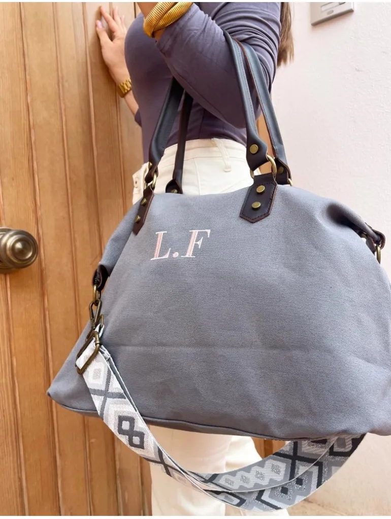 Bolso liso GRIS tejido loneta PERSONALIZADO AMBERES