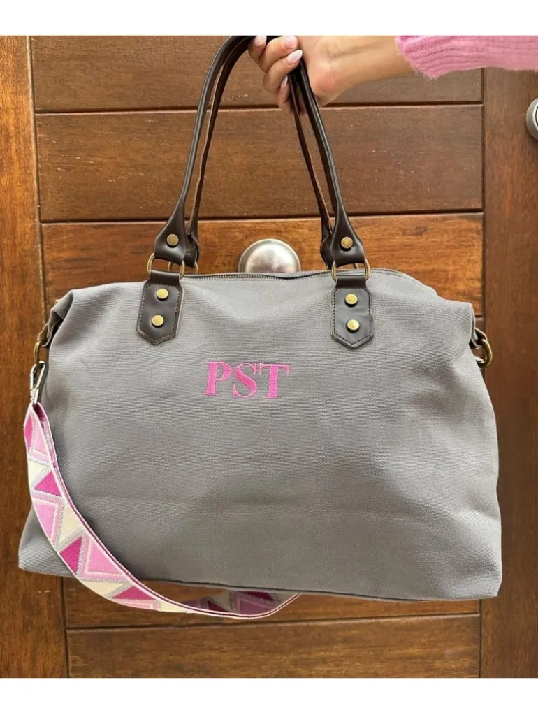 Bolso liso GRIS tejido loneta PERSONALIZADO AMBERES