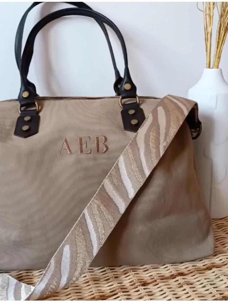 Bolso liso TAUPE tejido loneta PERSONALIZADO AMBERES