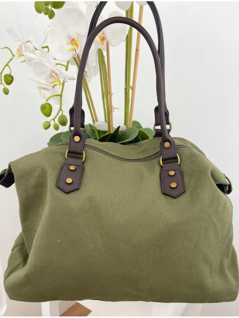Bolso liso VERDE OLIVA tejido loneta PERSONALIZADO Toronto