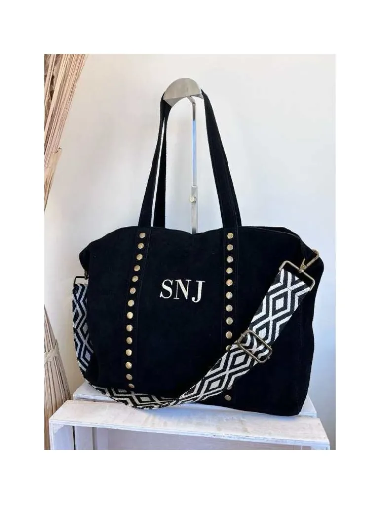 Bolso NEGRO ante y remaches PERSONALIZADO Brenes