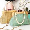 Bolso rafia cierre madera asa bolas Bali (BAE)