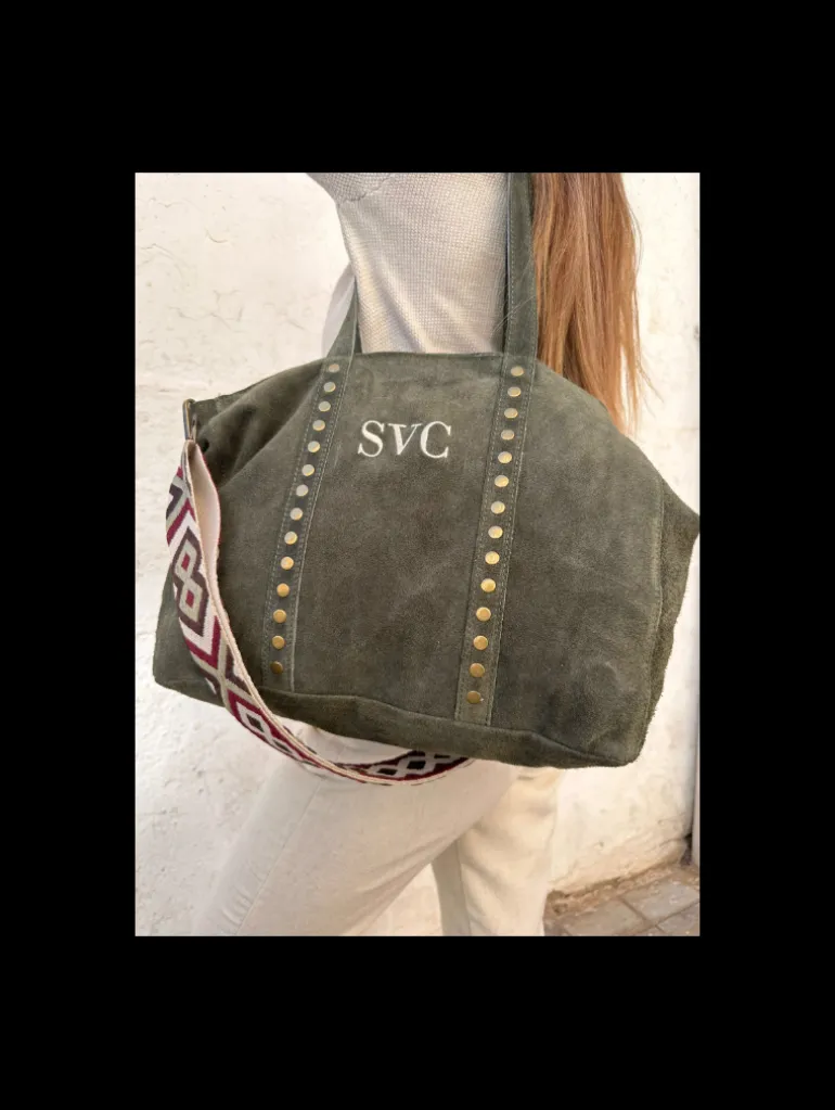 Bolso VERDE ante y remaches PERSONALIZADO Brenes