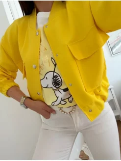 Bomber AMARILLO fuerte bolsillos delante Fire (V07)