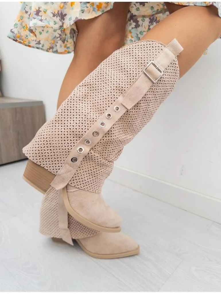 Bota beige hebillas Nadia(MLA)