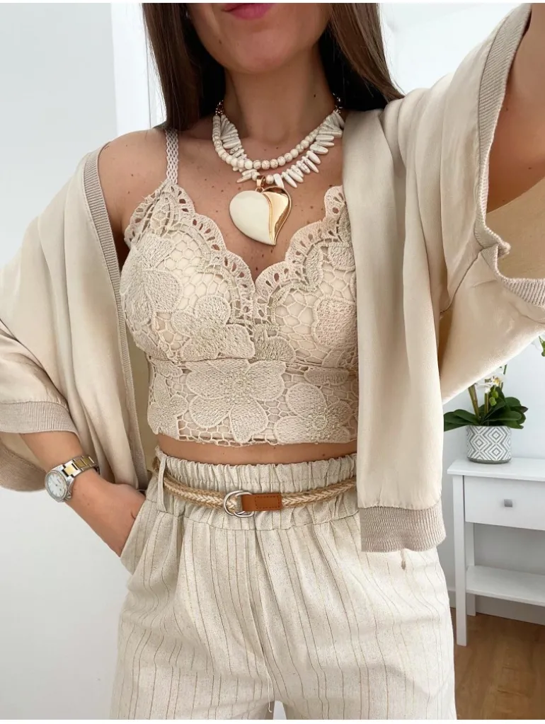 Bralette encaje BEIGE Canarias 01025 (V02)