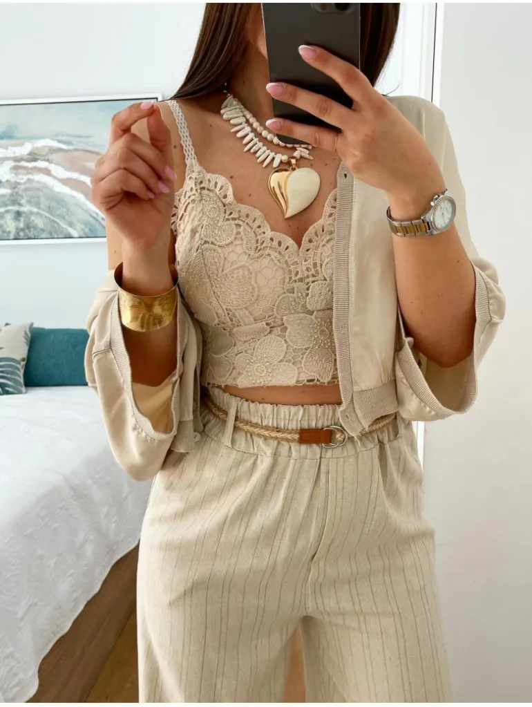 Bralette encaje BEIGE Canarias 01025 (V02)