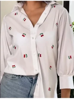 Camisa blanca cerezas  (V09)