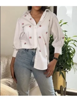 Camisa blanca cerezas (V09)