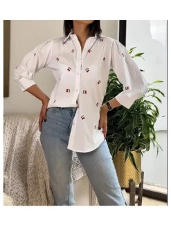 Camisa blanca cerezas (V09)