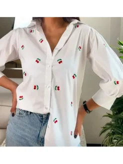 Camisa blanca cerezas (V09)