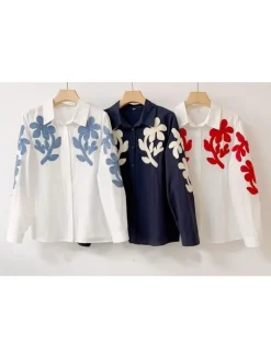 Camisa  flores bordadas  (V21)