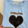 Camiseta AZUL corazón negro lentejuelas Steelfrs 5999 (V09)