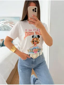 Camiseta blanca manga corta Nice Girl  (V07)