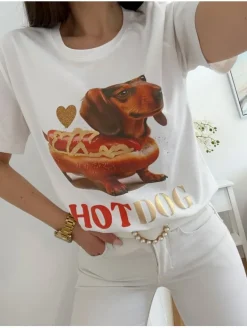 Camiseta blanca manga corta HotDog (V07)