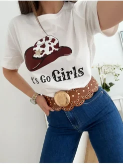 Camiseta gorro cowboy Lest go Girls (L37)