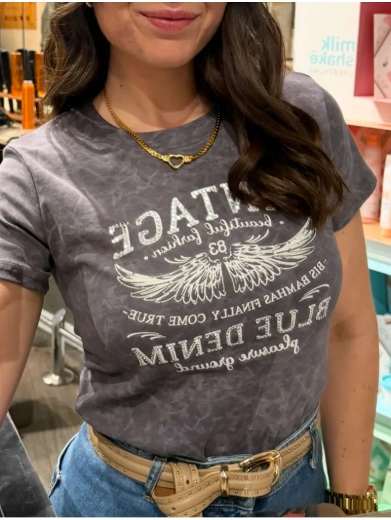 Camiseta Vintage tie-dye GRIS OSCURO (V22)