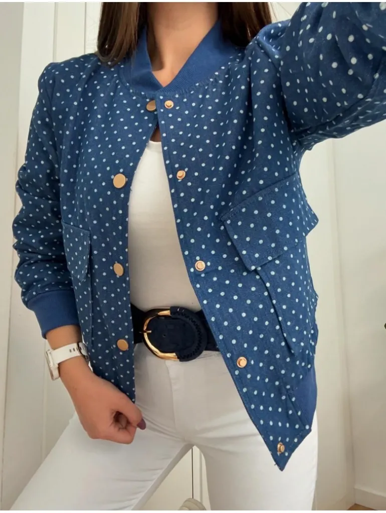 Chaqueta bomber efecto tejano con lunares Marta (M16)