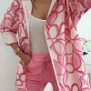 Chaqueta tipo parka silueta flores ROSA (V02)