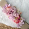 Cinturón elástico lamé dorado flores rosas Hada