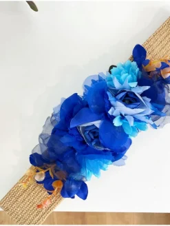 Cinturón elástico rafia flores azul klein Croacia