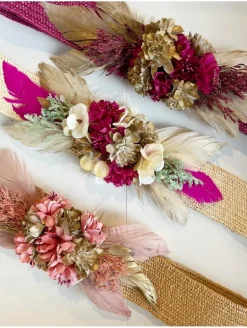 Cinturón rafia flores y plumas New Collection