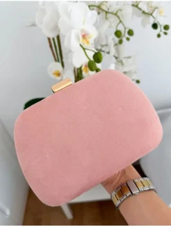 Clutch / bolso de mano rosa claro cierre dorado ante Miranda