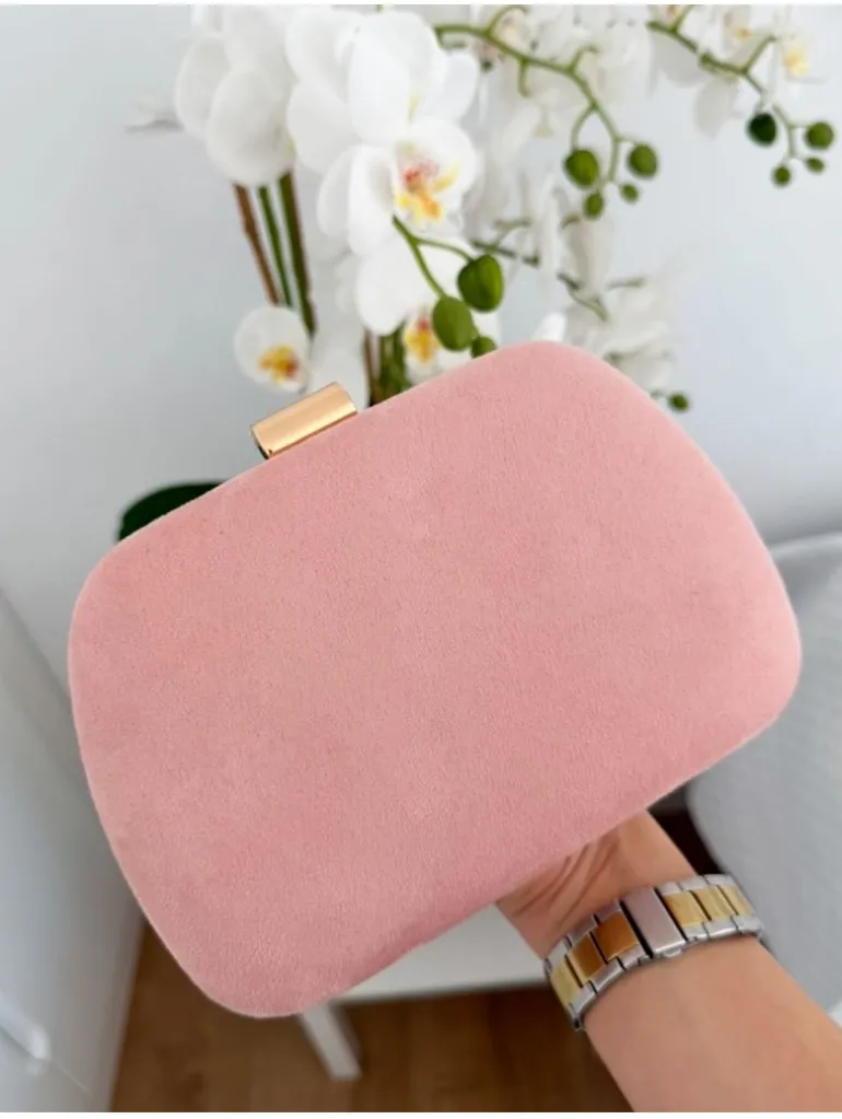 Clutch / bolso de mano rosa claro cierre dorado ante Miranda