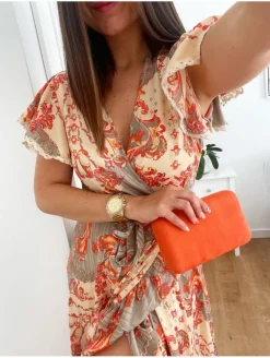 Clutch liso NARANJA Miranda ovalado