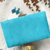 Clutch rectangular azul turquesa cierre dorado Paulina (V00)