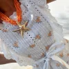 Collar abalorios NARANJA estrella mar dorada