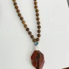Collar largo abalorios efecto madera piedra natural Ylenia (V08)