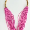 Collar mitad dorado y ROSA CHICLE mini abalorios Sea