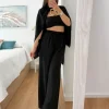 Conjunto 3 piezas pantalón/top/capa NEGRO Besalú (A37)