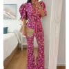 Conjunto traje chaqueta y pantalón Leyre tonos rosa y buganvilla(D18)
