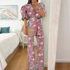 Conjunto traje chaqueta y pantalón Leyre tonos rosa y azules(D18)