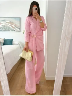 Conjunto traje chaqueta y pantalón ROSA Bonho (M33)