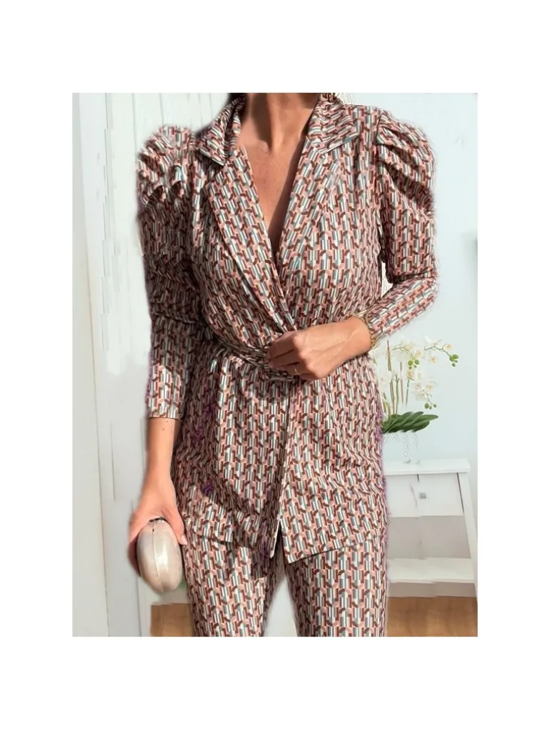 Conjunto traje pantalón estampado camel RIBES (M18)