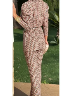 Conjunto traje pantalón estampado camel RIBES (M18)