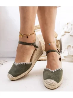 Cuñas verde militar pespunte